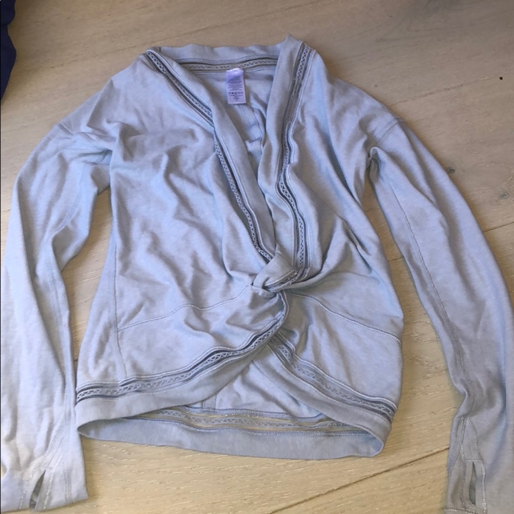 light gray/blue ivivva knotted dance sweater